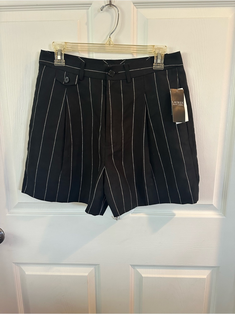 Lauren Ralph Lauren Black Pinstripe Flat Front Shorts